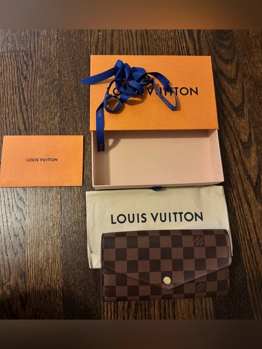 Louis Vuitton EMPTY Gift Box Wallet Size w/ Dust Bag Ribbon & Envelope